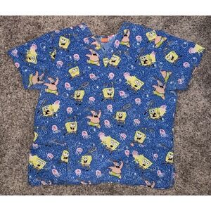 Vintage Sponge Bob Nickelodeon Nurse Scrub Top Smock X-Large?